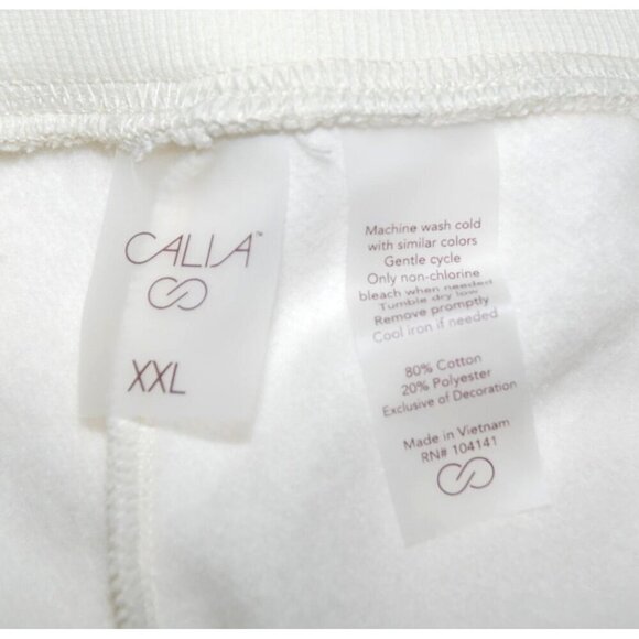 NWT Calia Cream Fleece Pull On Crop Pants Size XXL High Rise Raw Hem Straight - Picture 9 of 10